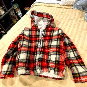 Old Navy Plaid Kids Jacket with Hood, size M (8)